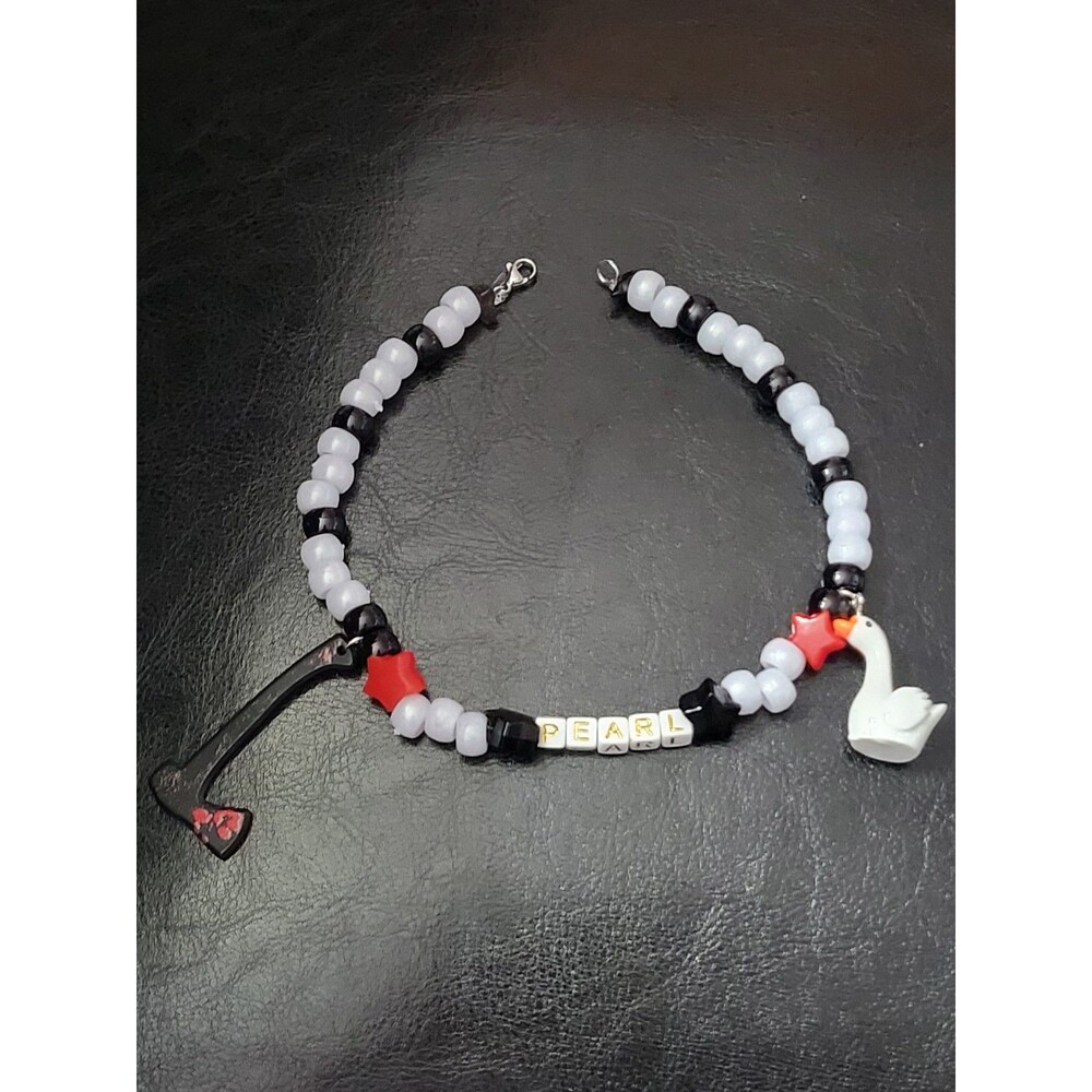 Pearl horror movie choker necklace red black white star axe goose Mia goth